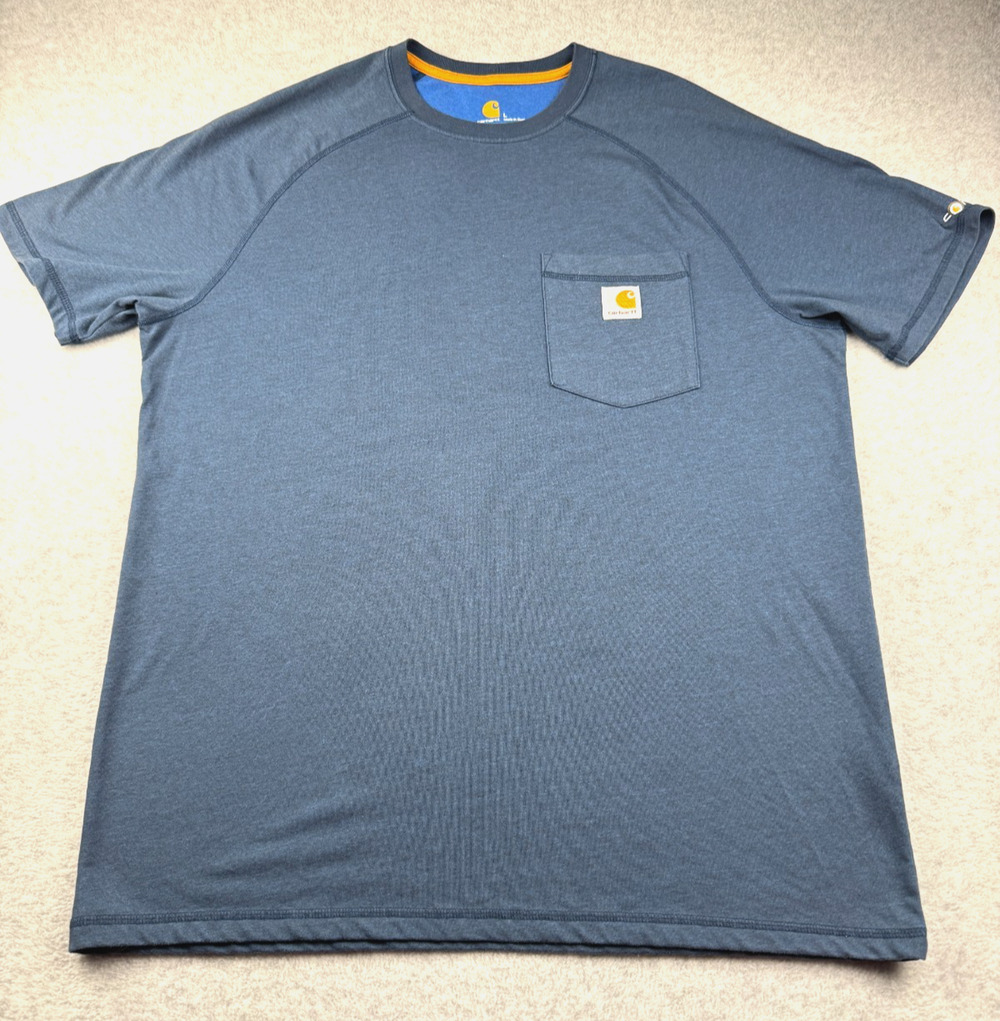 Carhartt Men’s Relaxed Fit Force Size L Graphic Pocket T-Shirt Navy Blue